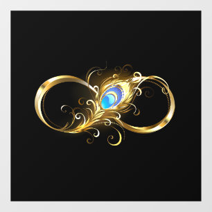 Autocollant Pour Fenêtre Infinité avec plume de paon doré