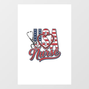 Autocollant Pour Fenêtre Infirmière Patriotique USA Cœur Chemise Stethoscop