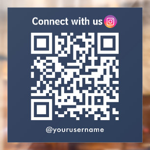 Autocollant Pour Fenêtre Instagram Connect Us Qr Code Navy Blue