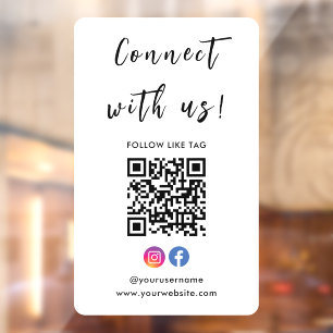Autocollant Pour Fenêtre Instagram Facebook Se Connecter Avec Nous Qr Code 