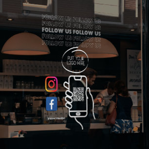 Autocollant Pour Fenêtre Instagram Suivez-Nous Qr Code Blanc