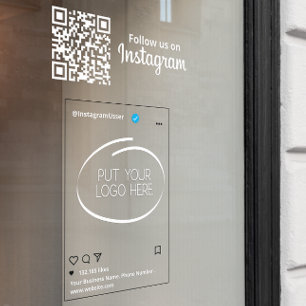 Autocollant Pour Fenêtre Instagram Suivez-Nous Qr Code Blanc