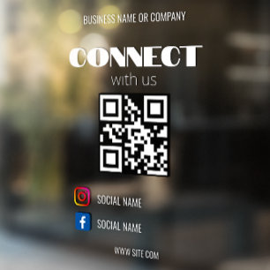 Autocollant Pour Fenêtre Instagram Suivez-Nous Qr Code Modern Transparent W