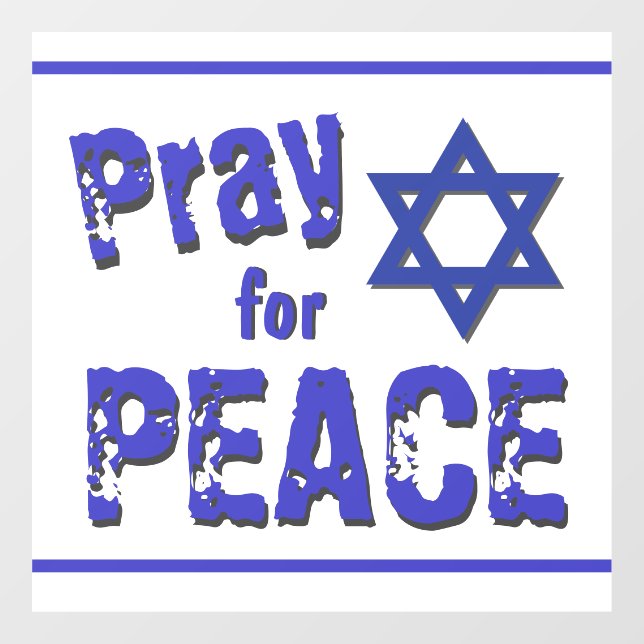 Autocollant Pour Fenêtre Israël Priez pour la paix Grunge Police (Feuille)