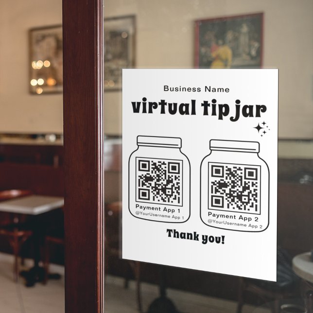Autocollant Pour Fenêtre Jar de conseil virtuel avec 2 code QR (Créateur téléchargé)