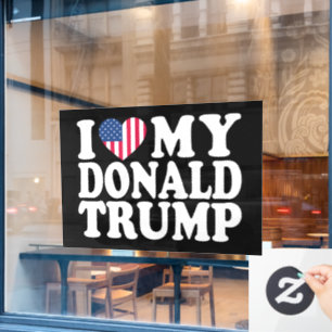 Autocollant Pour Fenêtre Je Coeur Mon Donald Trump Pour Le Président 2024
