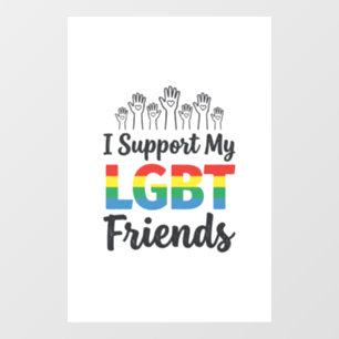 Autocollant Pour Fenêtre Je soutiens mes amis LGBT vecteur de fierté arc-en