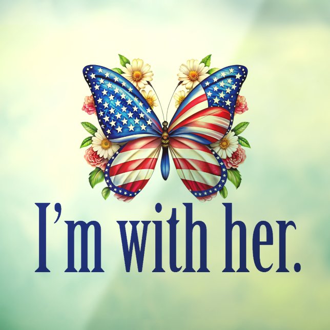 Autocollant Pour Fenêtre Je suis avec son mignon papillon Kamala Harris (Feuille 3)