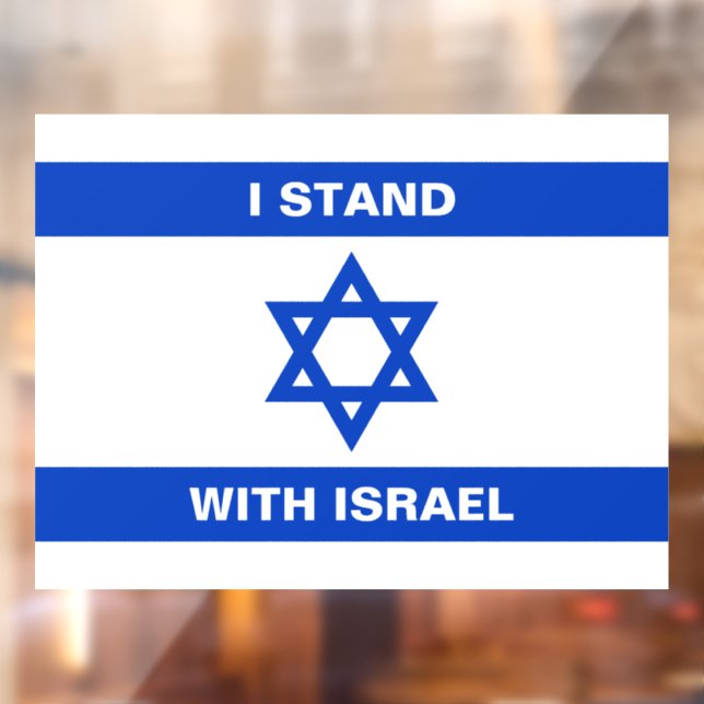 Autocollant Pour Fenêtre Je suis debout avec Israël texte coutume drapeau I (Feuille 2)