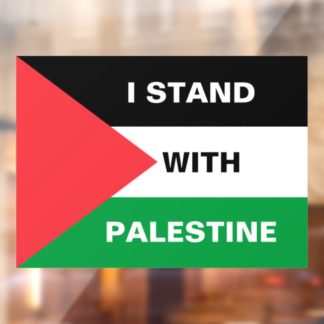 Autocollant Pour Fenêtre Je suis debout avec la Palestine texte personnalis (Feuille 2)