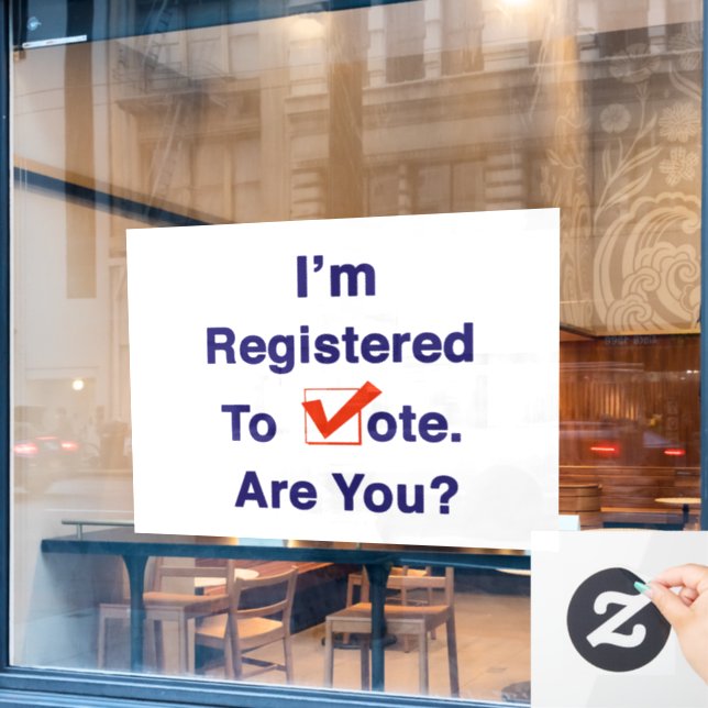 Autocollant Pour Fenêtre Je suis inscrit au vote 2026 (Fenêtre de café)