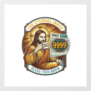 Autocollant Pour Fenêtre Jésus 9999 Emails Non Lus Boîte de Réception Zéro
