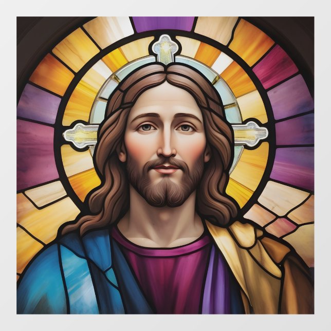 Autocollant Pour Fenêtre Jésus-Christ Faux Verre Tiré (Feuille)