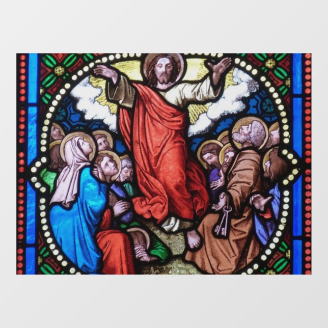 AUTOCOLLANT POUR FENÊTRE JÉSUS ÉGLISE EN VERRE CLAIR (Feuille)