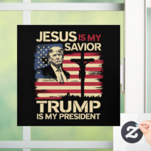Autocollant Pour Fenêtre Jésus est mon sauveur Trump est mon président Drap