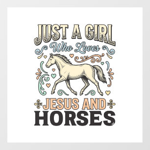 Autocollant Pour Fenêtre Jesus Et Fille De Chevaux Chemise De Foi De Cheval