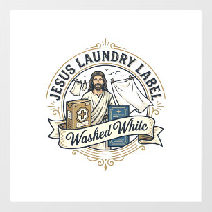 Autocollant Pour Fenêtre Jesus Étiquette de Lavage Lavé Blanc Jesus Lavage 