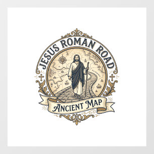 Autocollant Pour Fenêtre Jésus Route Romaine Carte Ancienne Jésus Route Rom