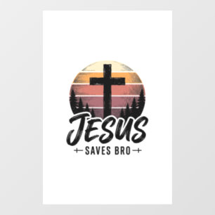 Autocollant Pour Fenêtre Jesus Sauve Frère Vintage Chemise Croix Chrétienne