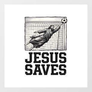 Autocollant Pour Fenêtre Jesus Sauve Gardien de Football T-Shirt Gravure Vi