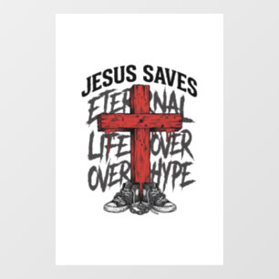 Autocollant Pour Fenêtre Jésus Sauve Vintage Croix Christian Streetwear Shi