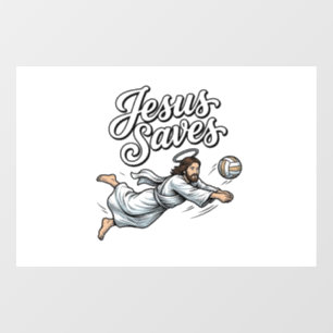 Autocollant Pour Fenêtre Jésus Sauve Volleyball Vintage Chemise Chrétienne