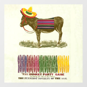Autocollant Pour Fenêtre Jeu de fête vintage : Épingle la queue de l'âne