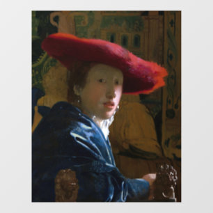 Autocollant Pour Fenêtre Johannes Vermeer - Fille avec un Casquette rouge