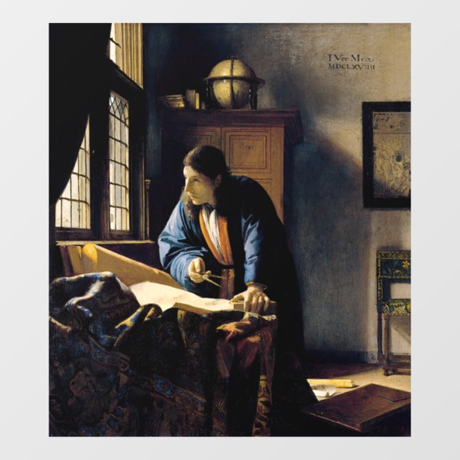 Autocollant Pour Fenêtre Johannes Vermeer - Le géographe (Feuille)