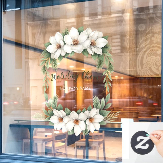 Autocollant Pour Fenêtre Joie des Fêtes Florale Élégante Entreprise Commerc (Fenêtre de café)