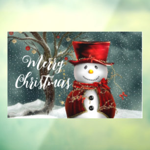 Autocollant Pour Fenêtre Joli bonhomme de neige de Noël hivernal