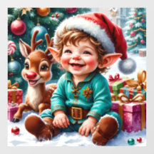 Joli elfe de Noël et renne
