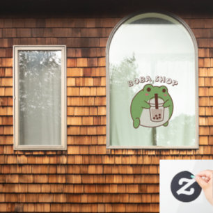 Autocollant Pour Fenêtre Joli FROG buvant du bubble tea, thé aux perles