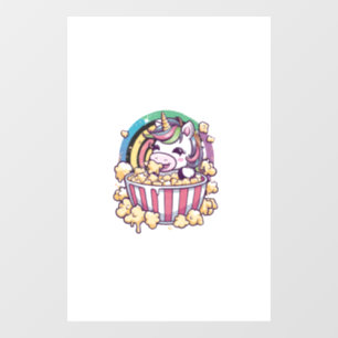 Autocollant Pour Fenêtre Joli licorne kawaii avec du pop-corn Manches Longu