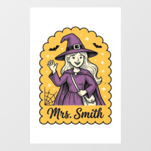Autocollant Pour Fenêtre Jolie Sorcière Enseignante Mme Smith Vintage Hallo