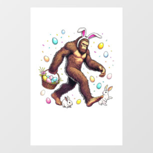 Autocollant Pour Fenêtre Jour de Pâques Bigfoot Drôle de Sasquatch Lapin Mi