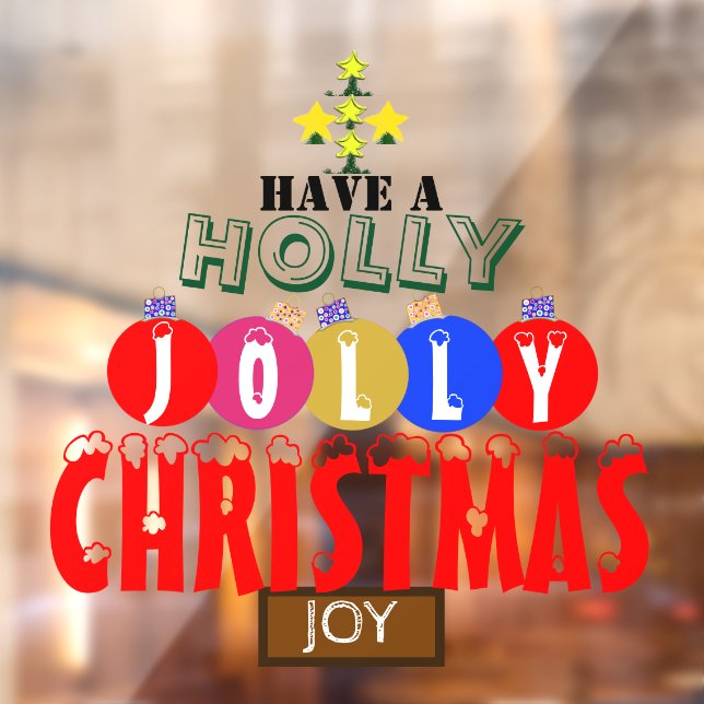 Autocollant Pour Fenêtre Joy Holly Arbre d'ornements de Noël (Feuille 2)