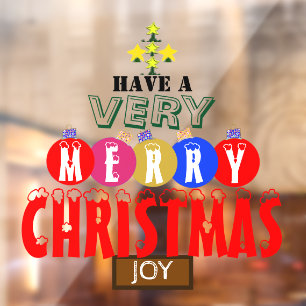 Autocollant Pour Fenêtre Joy Joyeux Noël Arbre    