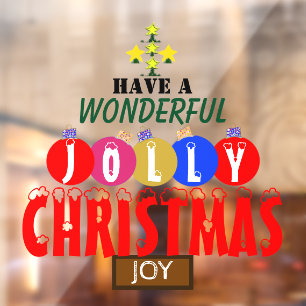 Autocollant Pour Fenêtre JOY Merveilleux Jolly Arbre d'ornements de Noël