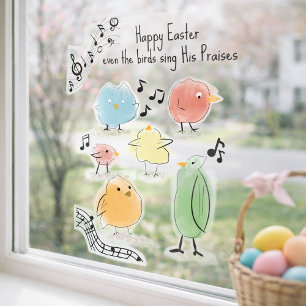Autocollant Pour Fenêtre Joyeuse décoration de Pâques même les oiseaux chan