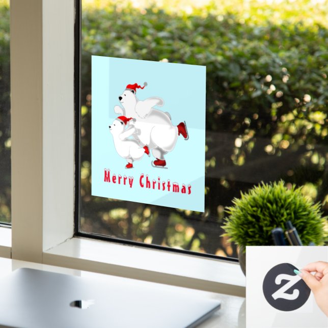 Autocollant Pour Fenêtre Joyeuse fenêtre d'ours de Noël (Bureau)