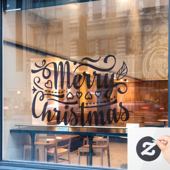 Autocollant Pour Fenêtre Joyeuse typographie de Noël  (Fenêtre de café)