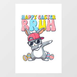 Autocollant Pour Fenêtre Joyeuses Pâques Bruh Lapin Dab Lapin Danse Garçons