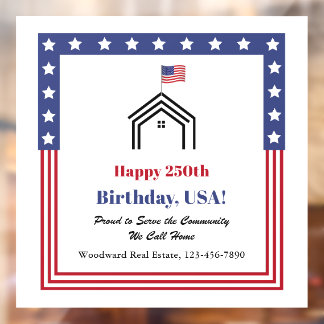 Autocollant Pour Fenêtre Joyeux 250e anniversaire, États-Unis ! Marketing i