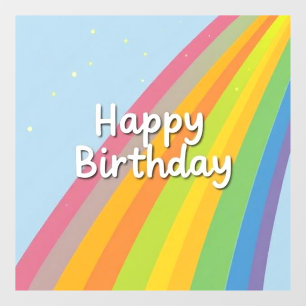 Autocollant Pour Fenêtre Joyeux Anniversaire Arc-en-Ciel Clair et Coloré