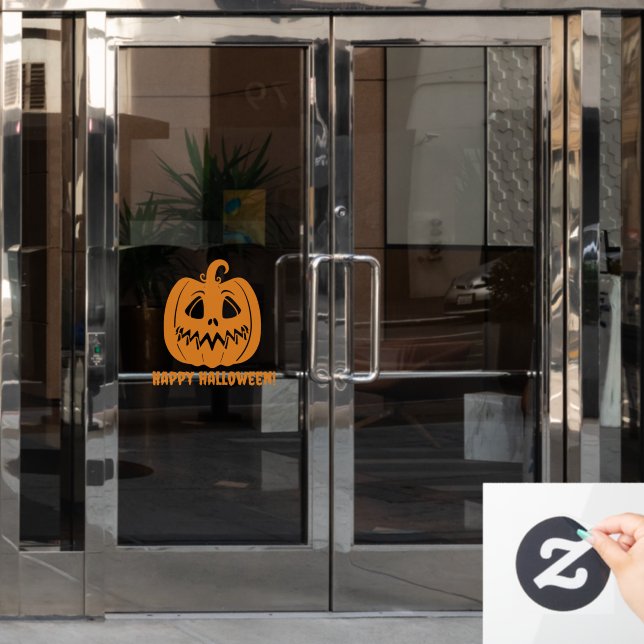 Autocollant Pour Fenêtre Joyeux citrouille orange halloween (Porte de bureau)