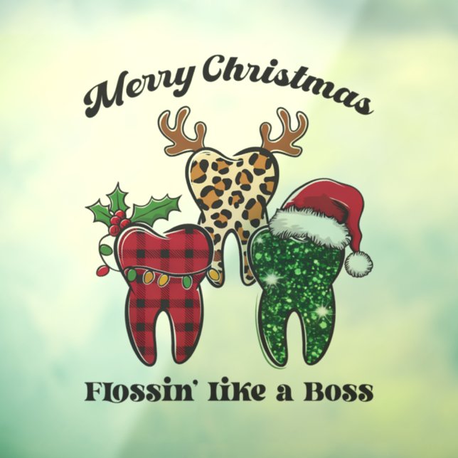 Autocollant Pour Fenêtre Joyeux Flossin De Noël Comme Un Patron (Feuille 3)