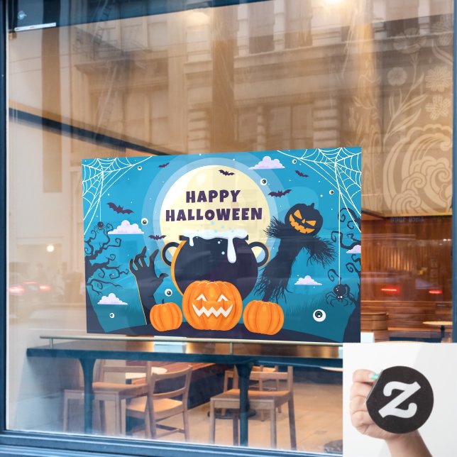 Autocollant Pour Fenêtre Joyeux Halloween (Fenêtre de café)
