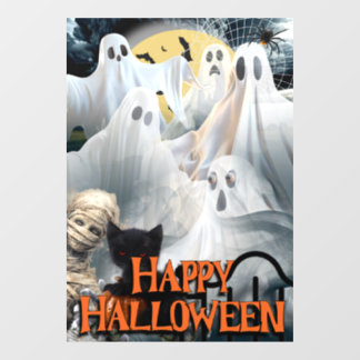 Autocollant Pour Fenêtre Joyeux Halloween avec des fantômes, une momie et u