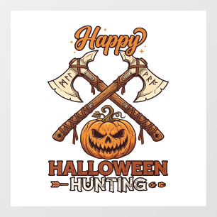 Autocollant Pour Fenêtre Joyeux Halloween Chasse Haches Croisées Citrouille